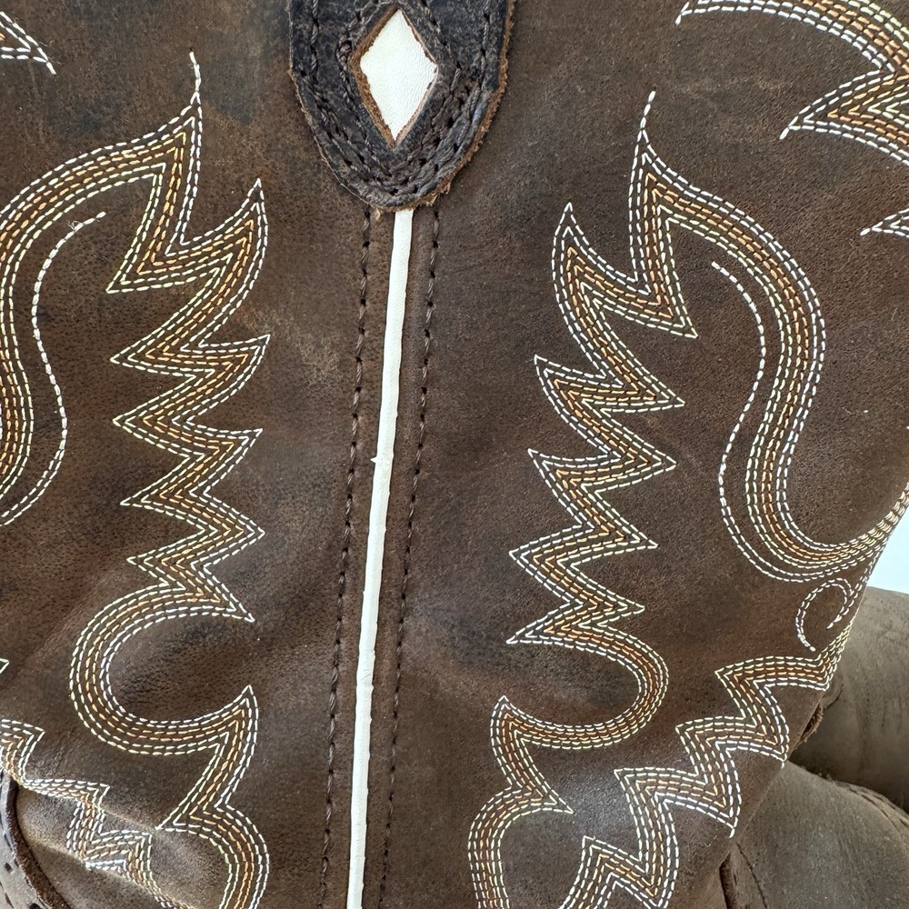 Justin Gypsy Brown Leather Square Toe Boots Cowgirl Western Women's Size 10B - Picture 3 of 15